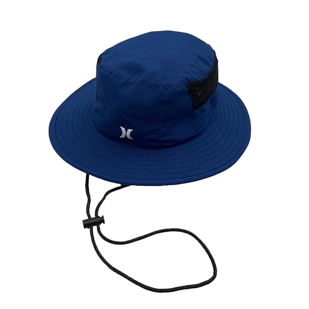 Hurley Logo Beach Ventilated Hat w/ Adjustable Drawstring Closure, Blue Sm/MD